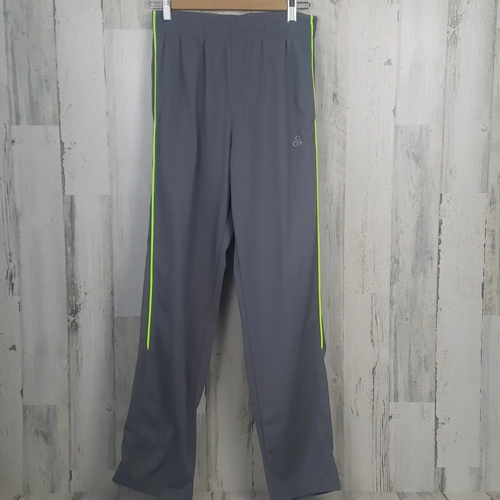 Tek Gear gray, neon green stripe with pockets athletic pants Size Small